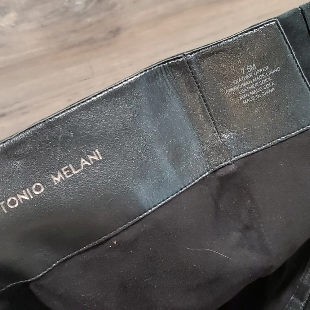 Antonio Melani leather tall heels boots shoes sz 7.5M pull on